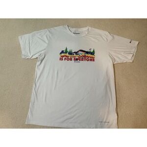 Columbia T-Shirt Men's Large White Rainbow  Crew Neck Outdoor Graphic Logo
